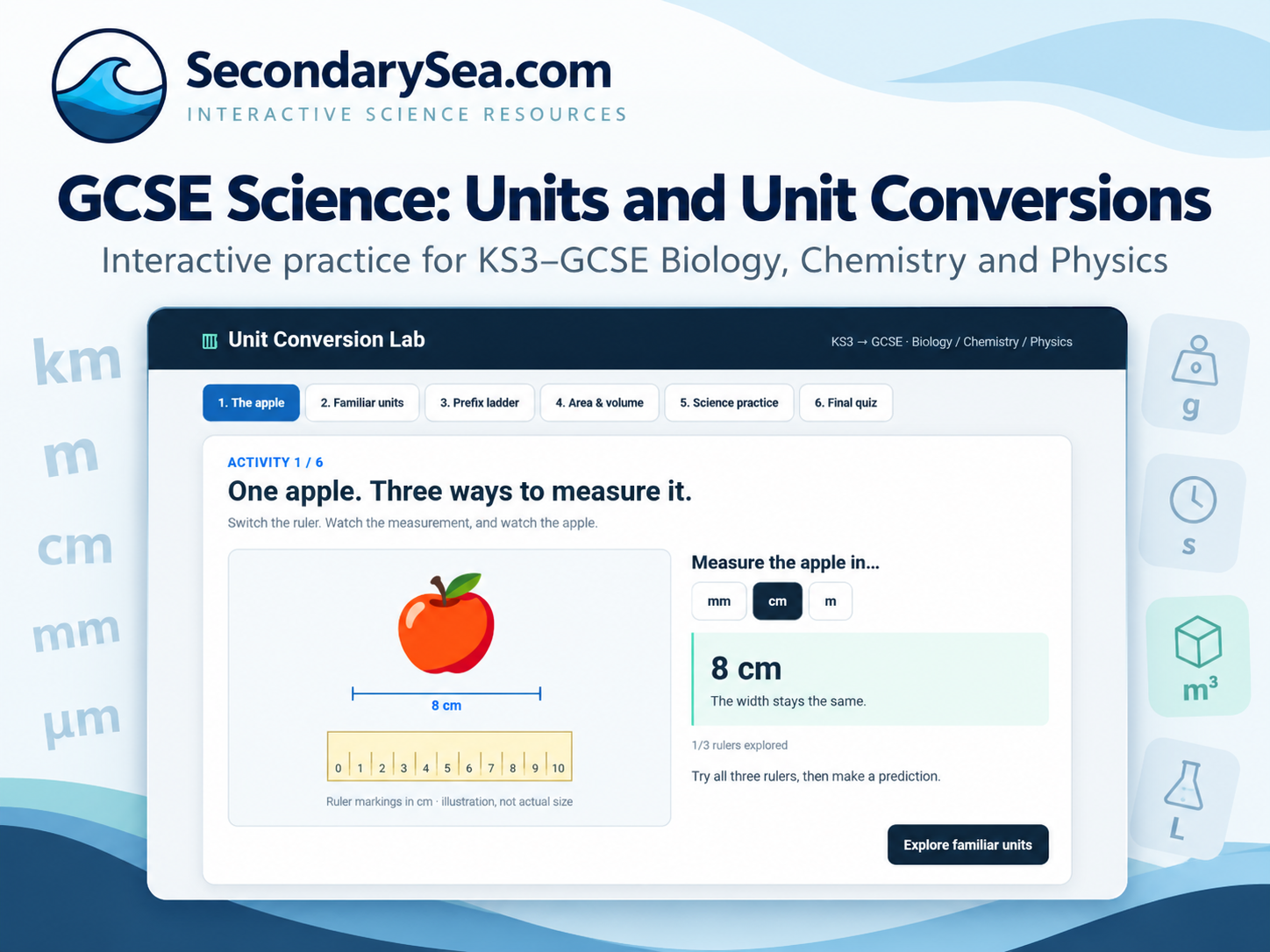Preview of the SecondarySea GCSE Science Units and Unit Conversions interactive resource